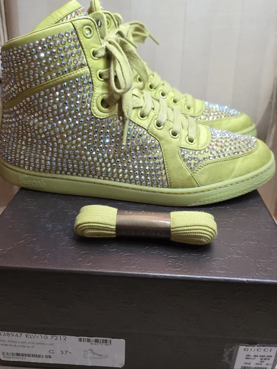 AUTHENTIC GUCCI SWAROVSKI CRYSTAL SHOES SIZE 37.5 EURO 7.5 US WITH ORIGINAL BOX - Picture 10 of 11